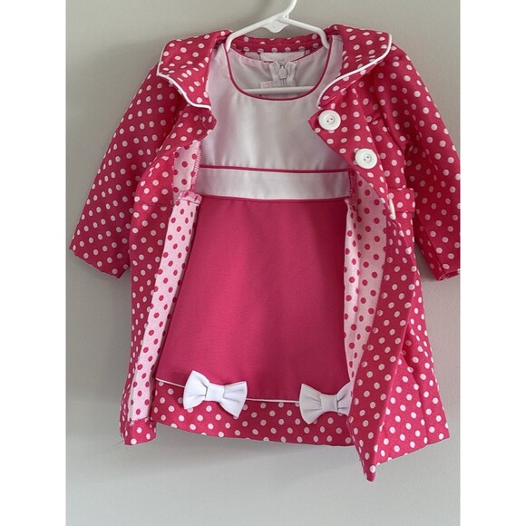 Bonnie Baby Pink White Polka Dot Dress Jacket Outfit Easter/special Occasion 12M - Picture 4 of 10